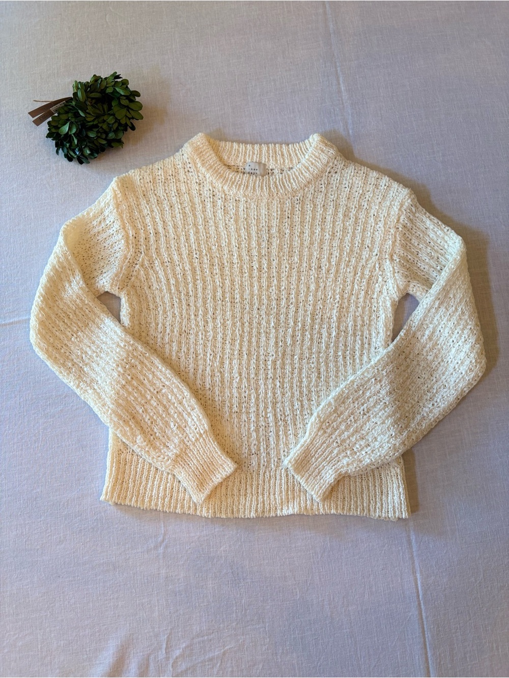 a new day Cream Ribbed Crew Neck Sweater XS